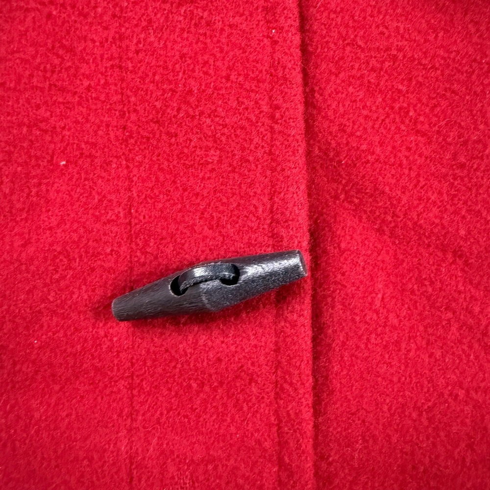 Red Hooded Women's Wool Coat - Picture 3 of 9